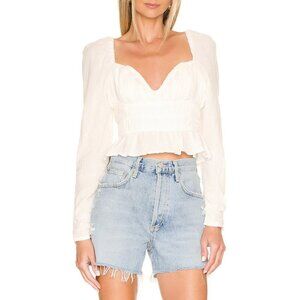 NWT Free People Chloe Cotton Long Sleeve Top in White Sz. S